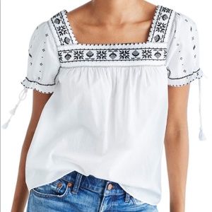 Madewell Embroidered White Blouse